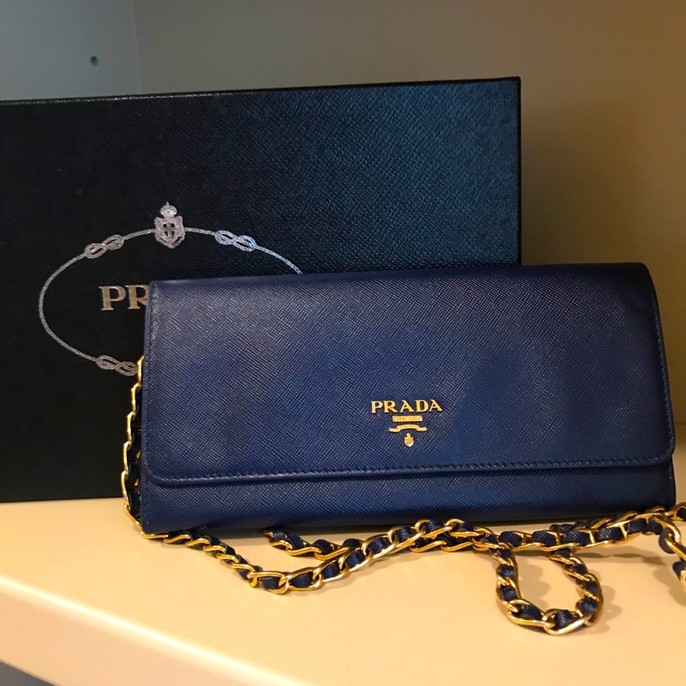Navy blue authentic Prada woc crossbody